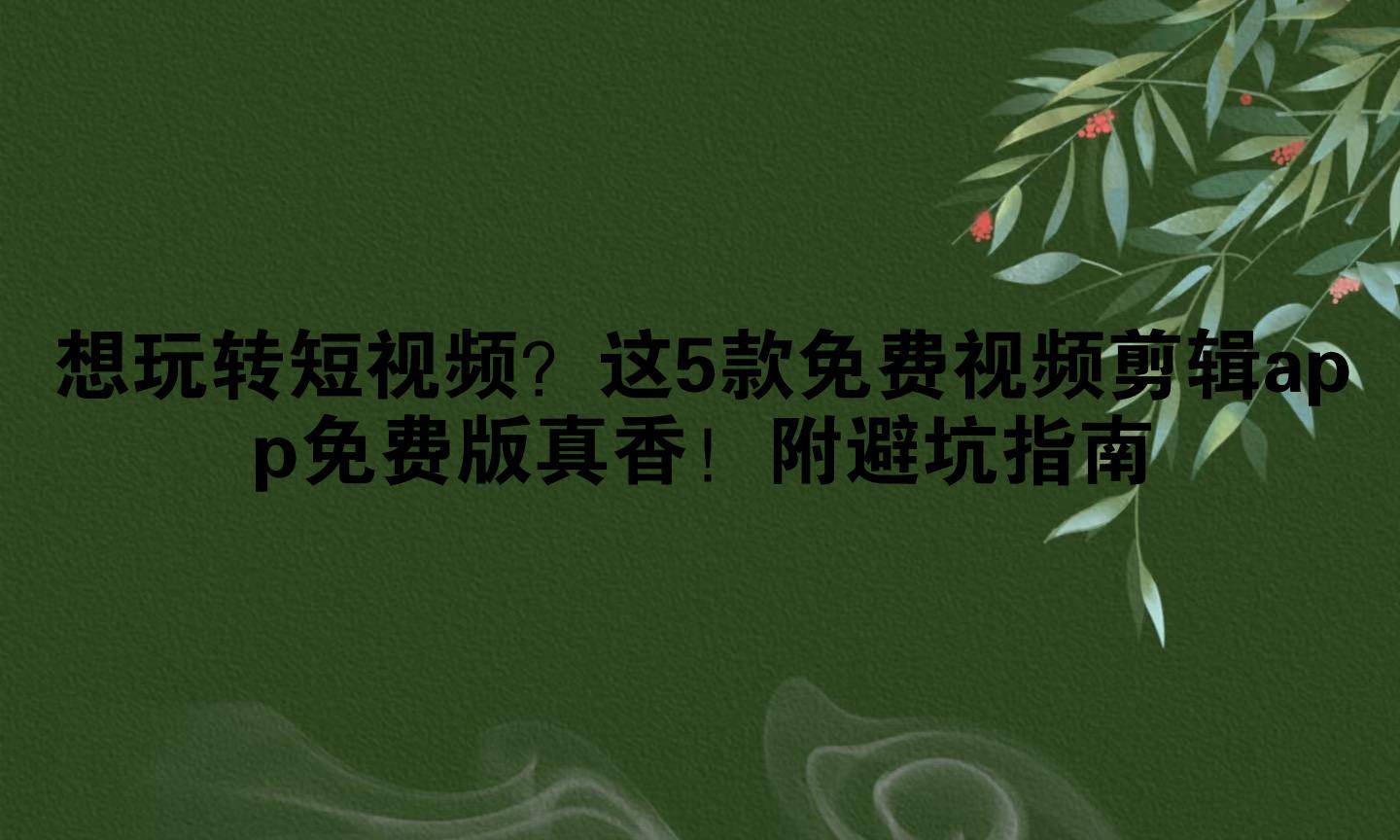 想玩转短视频？这5款免费视频剪辑app免费版真香！附避坑指南