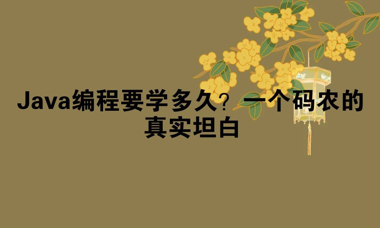 Java编程要学多久？一个码农的真实坦白