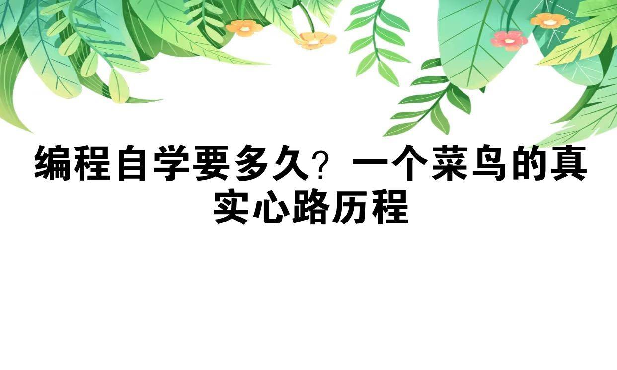 编程自学要多久？一个菜鸟的真实心路历程