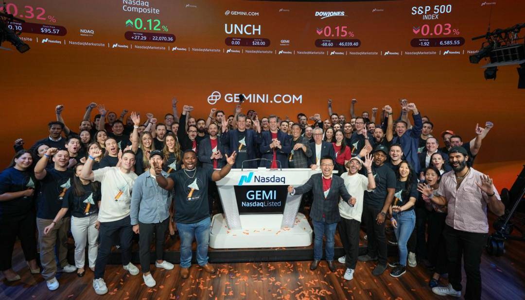 Gemini纳斯达克上市:市值38亿美元 创始人曾低价囤积12万枚比特币